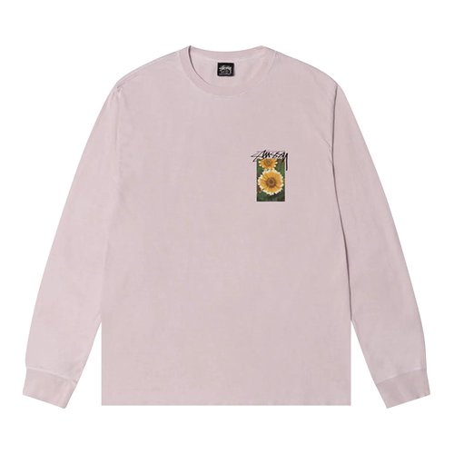 Stüssy Flower Grid Pigment Dyed Long-Sleeve Tee - 1994884-BLUE