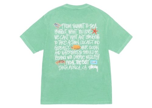 Stüssy Heal The Bay Pigment Dyed Summit To Sea Tee Shirt - Seafoam