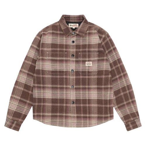 Stüssy Heavy Washed Plaid Long-Sleeve Shirt - Brown - 1110339-BROW