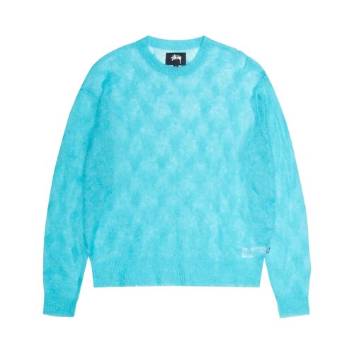 Stüssy Loose Knit Cross Cable Sweater - 117241-CYAN