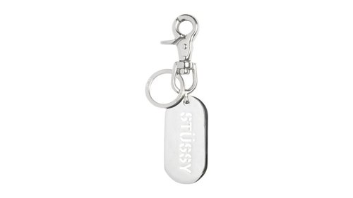 Stüssy Metal Tag Keychain - Silver