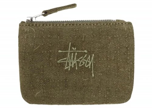 Stüssy Needle Punch Coin Pouch - Olive - 134269-OLIV