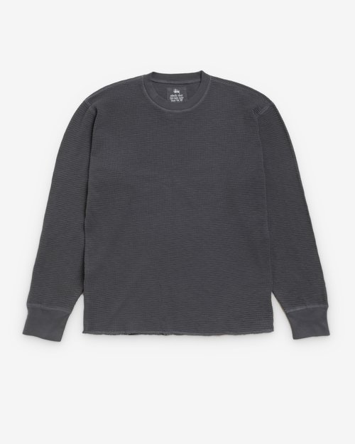 Stüssy Pigment Dyed Long Sleeve Thermal - Faded Black - 1140396