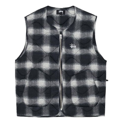 Stüssy Plaid Nylon Liner Vest - Black/White - 115720