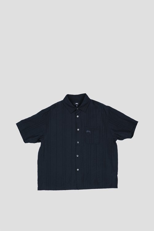 Stüssy Pleated Textured Shirt - Black - 1110383-BLAC