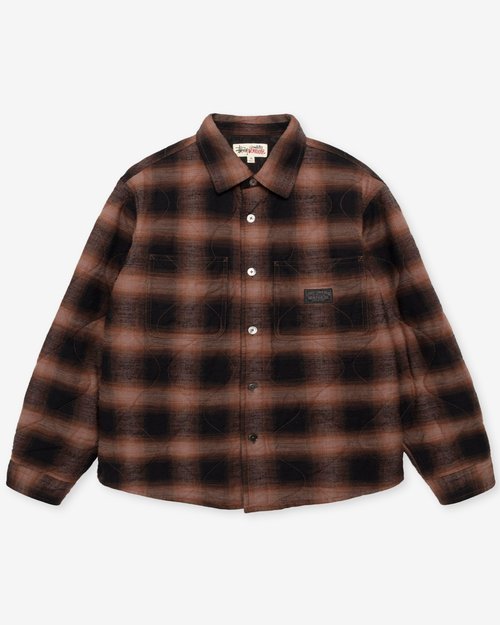 Stüssy Quilted Plaid Shirt Jacket - Brown - 1110372