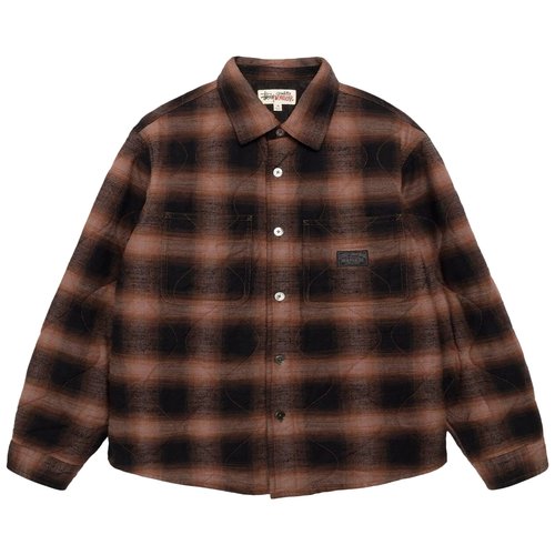 Stüssy Quilted Plaid Shirt Jacket - 1110372-BROW