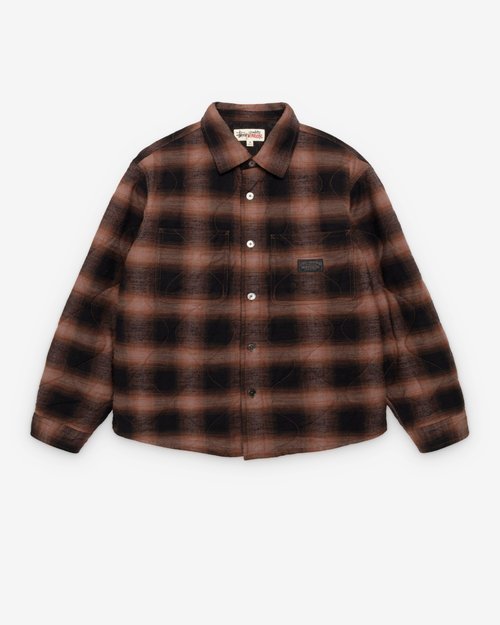 Stüssy Quilted Plaid Shirt Jacket - Brown - 1110372