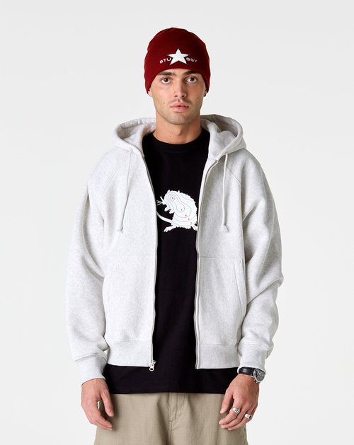 Stüssy Relaxed Zip Hoodie - Ash Heather - 118571-ASHH