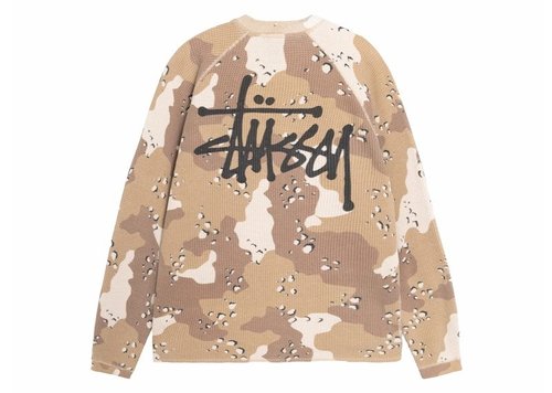 Stüssy Raglan Thermal Long Sleeve Crew - Desert Camo - 1140356