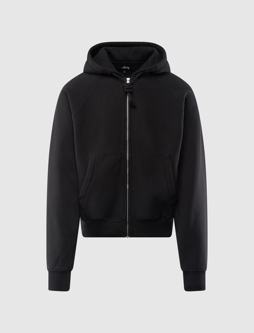 Stüssy Fleece Raglan Zip Hoodie - Washed Black - 118571-WABL