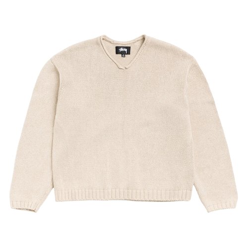 Stüssy Roll V Neck Sweater - Oatmeal - 117289-OATM