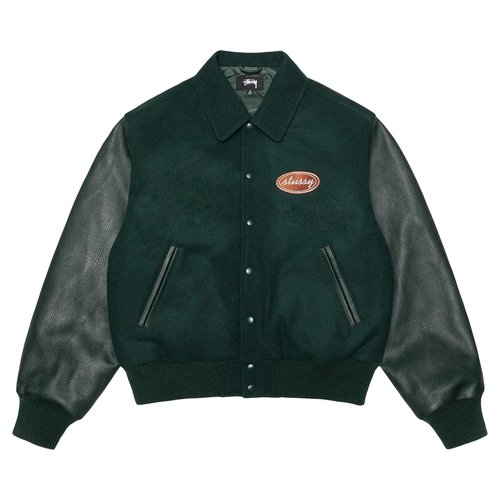 Stüssy Script Oval Varsity Jacket - Green - 115870-GREE