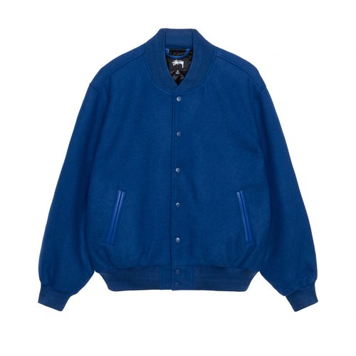 Stüssy Sport Melton Varsity Jacket 'Black' | Solesense