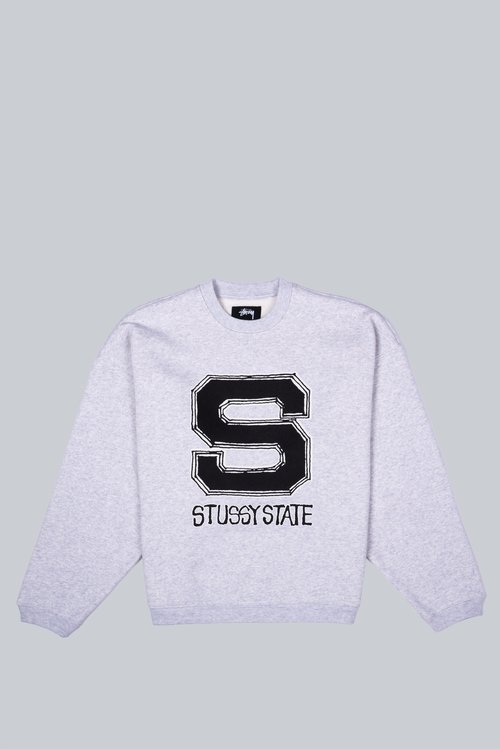 Stüssy State Crew Hoodie - Ash Heather - 118596-ASHH
