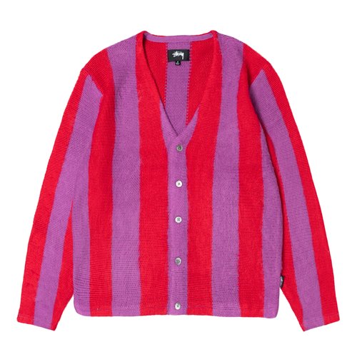 トップス stussy STRIPE BRUSHED CARDIGAN XL Stüssy Stripe Brushed Cardigan 'Purple' - 117186 | Solesense