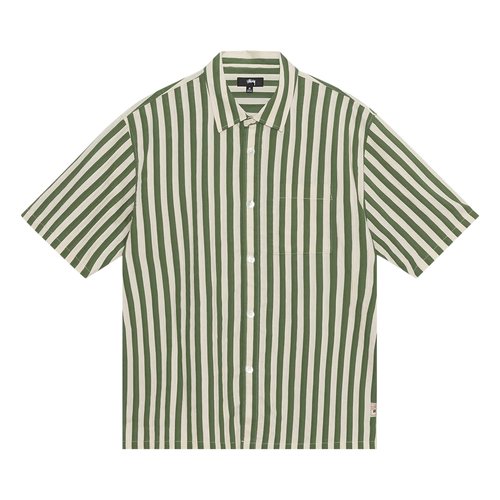 Stüssy Striped Boxy Flat Hem Shirt - Green - 1110325-GREE