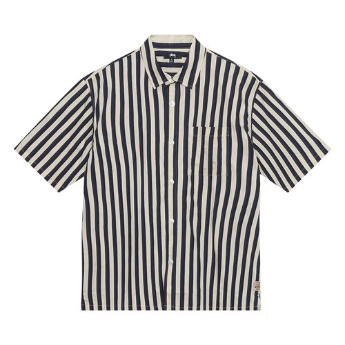 Stüssy Striped Boxy Flat Hem Shirt - Navy Blue - 1110325-NAVY