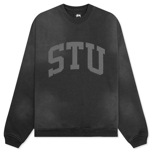 Stüssy Stu Appliqué Crew | Size L - Black - 118577-BLAC