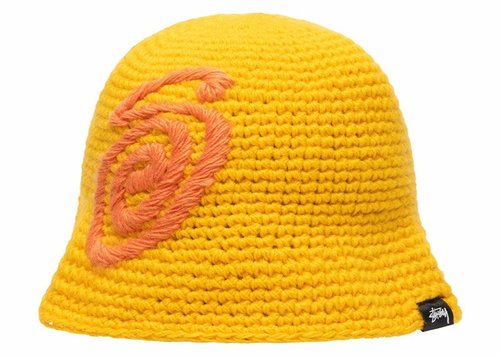 Stüssy Swirly S Knit Bucket Hat - Yellow - 1321208