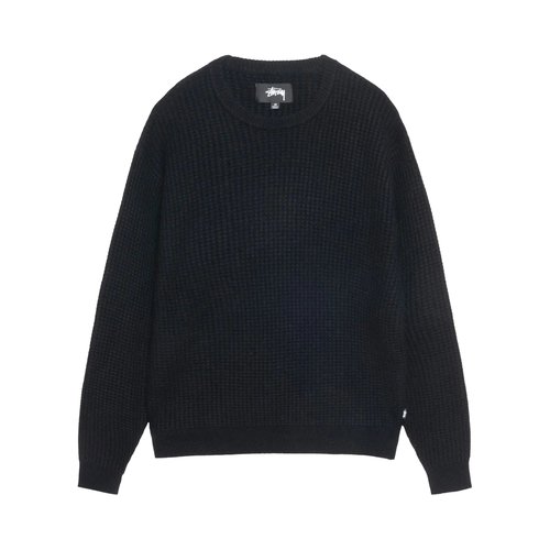 Stüssy Waffle Knit Cashmere Crew - Black - 117257-BLAC