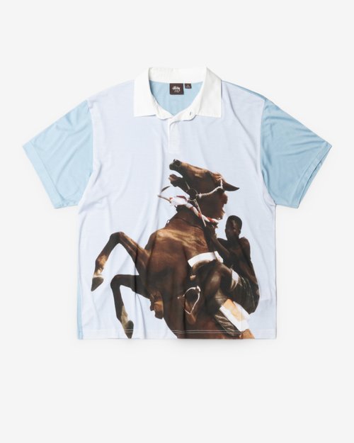 Stüssy Wales Bonner Silk Polo - Blue - 314072
