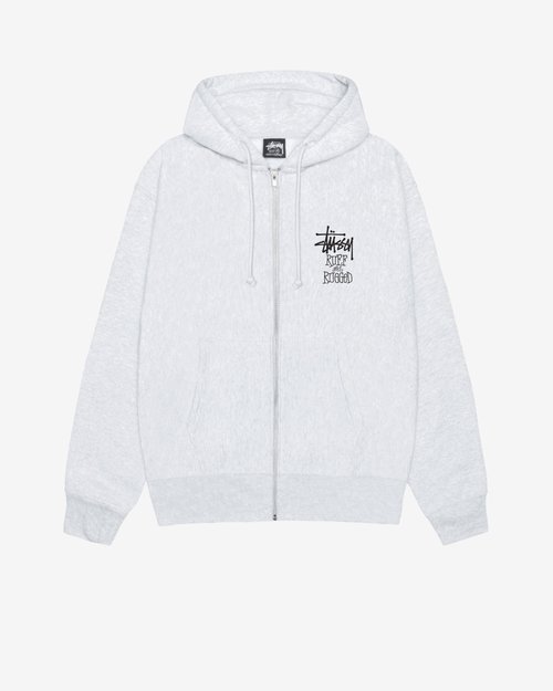 Stüssy Well Suited Zip Hooded Sweatshirt - Ash Heather - 1975081