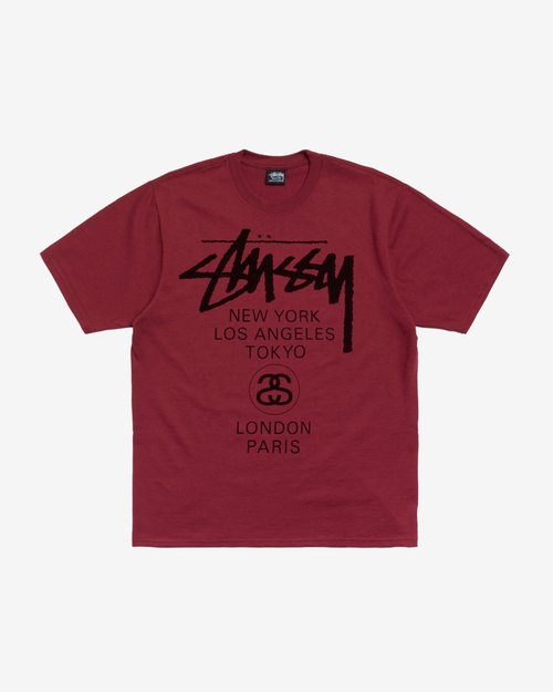 Stüssy World Tour T-Shirt - Wine - 3903962