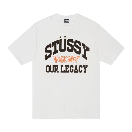 Stüssy x Our Legacy Work Shop Collegiate Tee | White | Size S - 3903958-NATU