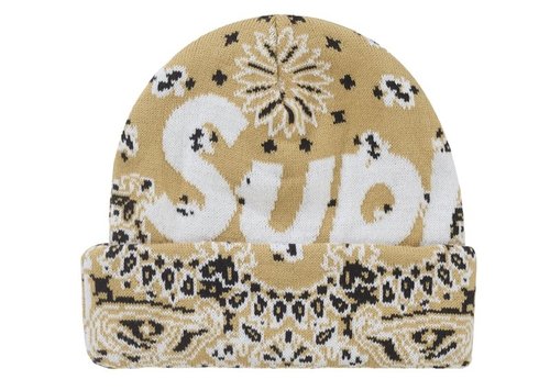 Supreme Bandana Big Logo Beanie - Beige