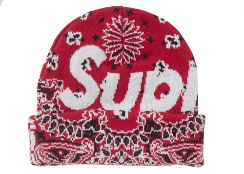 Supreme Bandana Big Logo Beanie - Red