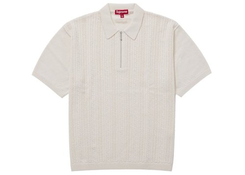 Supreme Beaded Zip Polo - White