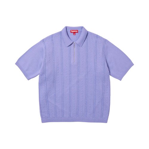 Supreme Beaded Zip Short-Sleeve Polo Sweater - SS26KN50 LAVENDER