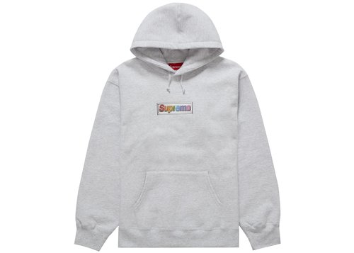 Supreme Bling Box Logo Hooded Sweatshirt - Ash Grey
