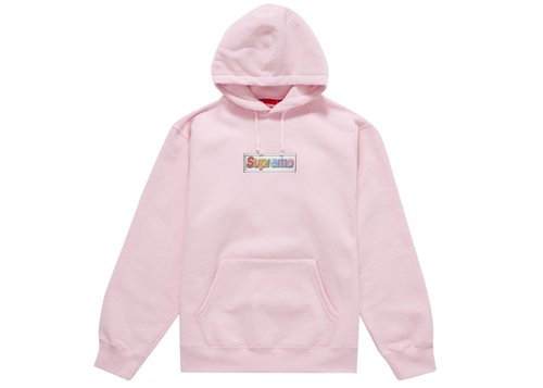 Supreme Bling Box Logo Hooded Sweatshirt - Light Pink
