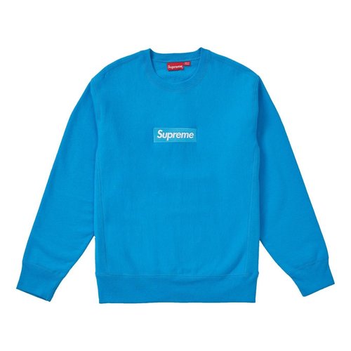 Supreme Box Logo Crewneck Bright Royal Classic Round Neck Pullover Fleece Lined - Blue - SUP-FW18-1074
