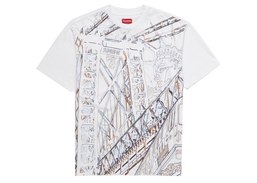 Supreme Bridge Embroidered Short Sleeve Tee Shirt - White
