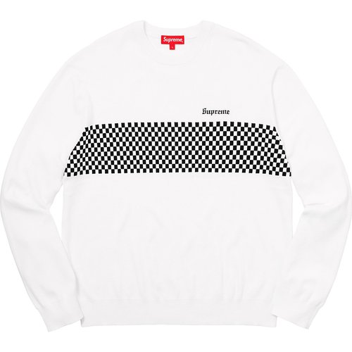 Supreme Checkered Panel Crewneck Sweatshirt Sweater - White