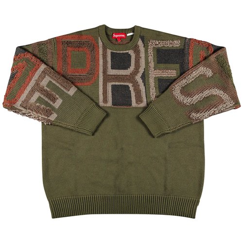 Supreme Chenille Logo Sweater | Green | Size L - FW21SK13 OLIVE