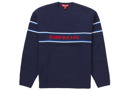 Supreme Chest Stripe Sweater FW23 - Navy Blue