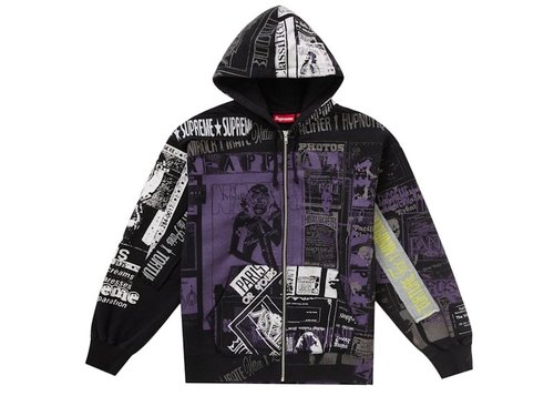 Supreme Collage Zip Up Hooded Sweatshirt - Black