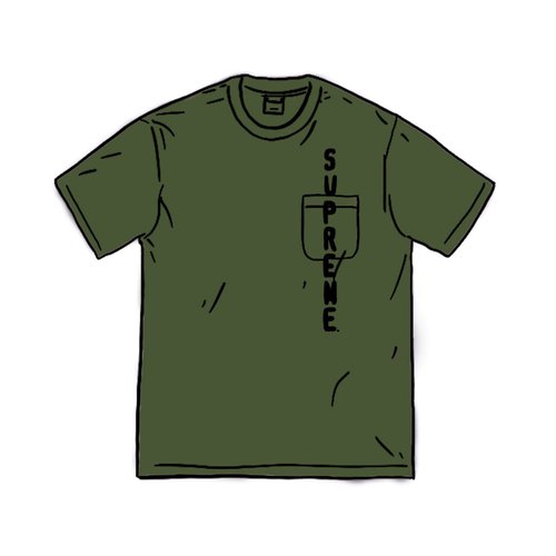 Supreme Contrast Stitch Pocket Tee Shirt - Green
