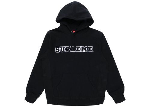 Supreme Cord Collegiate Logo Hooded Sweatshirt 'Black' | Solesense