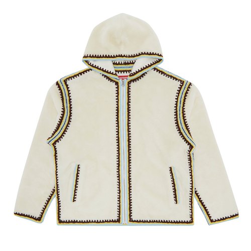 Supreme Crochet Edge Hooded Zip Up Top - SS23KN14 WHITE