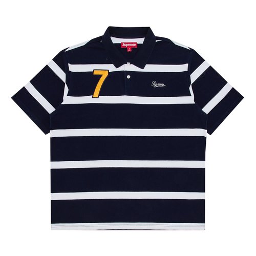 Supreme Cursive Polo - SS25KN91 NAVY STRIPE