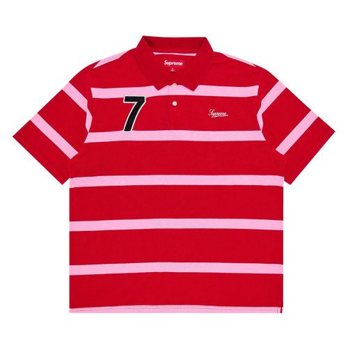 Supreme Cursive Polo - SS25KN91 RED STRIPE