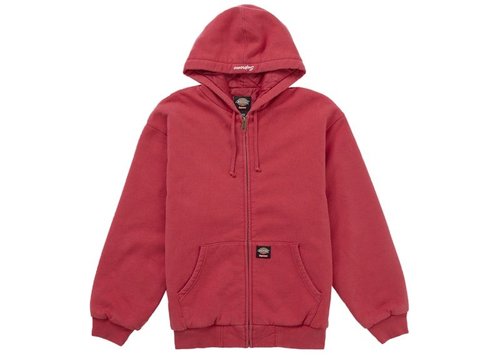 Supreme Dickies Quilted Lined Zip Up Hooded Sweatshirt FW25 - Red
