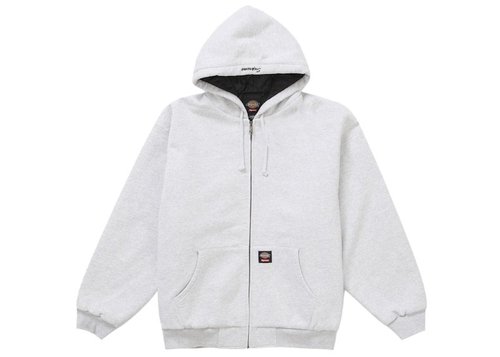 Supreme Dickies Quilted Lined Zip Up Hooded Sweatshirt - Heather Grey