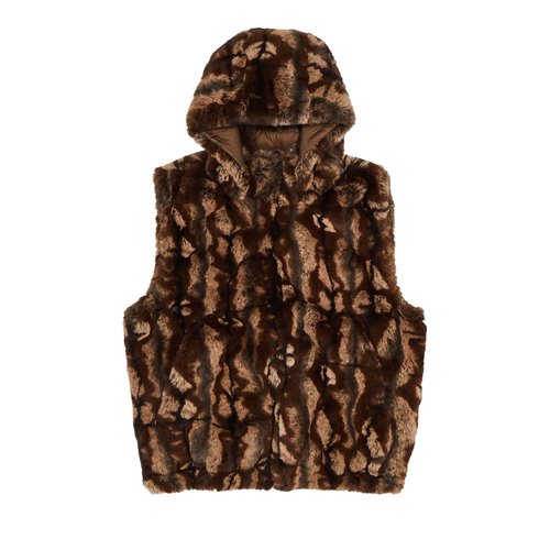 Supreme Faux Fur Hooded Vest - FW21J18 BROWN