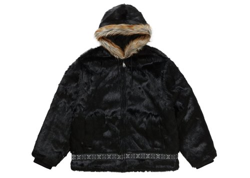 Supreme Faux Fur Parka Jacket - Black